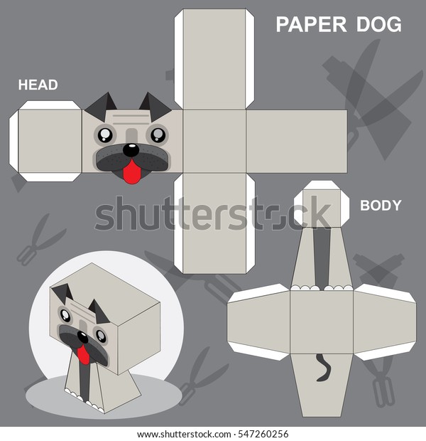 Dog Paper Craft Template 스톡 벡터(로열티 프리) 547260256