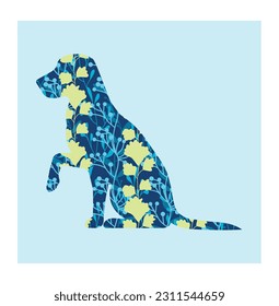Dog in paper cut trendy craft cartoon style. Minimalistic creative modern design for advertising, branding background greeting card, cover, poster, banner. Vector illustration.