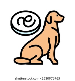 Icono de color del gusano del parásito del perro. Vector del gusano del parásito del perro. ilustración aislada del símbolo