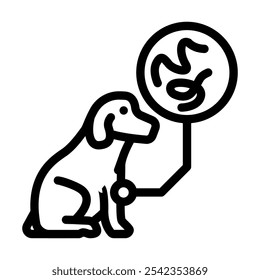 Perro parásito gusano línea icono Vector. Perro parásito gusano signo. contorno aislado símbolo negro ilustración