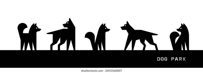 Dog Park silhouettes. Isolated on white background. Vector illustration
