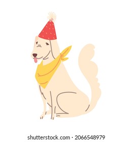 Dog With Party Hat Vector Icon