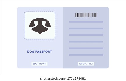 Dog passport document. Certificate id. Vector