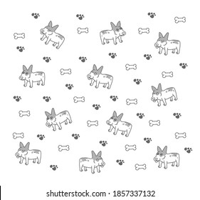 Patrón de perro Fondo. Perros para el patrón de fondo de Shirt y Vector.   Patrón de vidrio o pañuelo