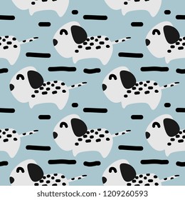 Dog pattern childish drawing cute cartoon animal colorful vector illustration background. Trendy scandinavian style perfect for kids apparel,fabric, textile, nursery decoration,wrapping paper.