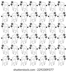 DOG PATTERN DESIGN WITH PAW AND HEART