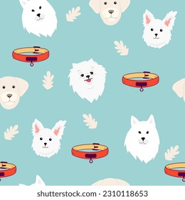 Dog pattern Geometric style seamless pattern.