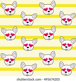 dog pattern hearts line background vector illustration