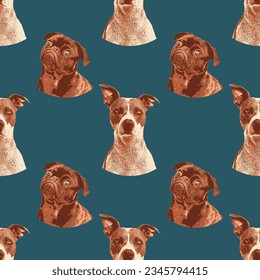 dog pattern on blue background