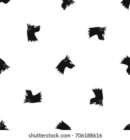 Dog pattern repeat seamless in black color for any design. Vector geometric illustration