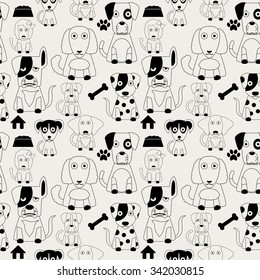 Dog pattern seamless in vector style.