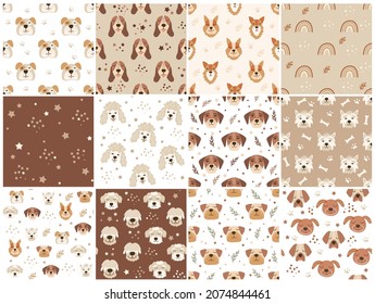 Dog Pattern Set. Vector illustration.