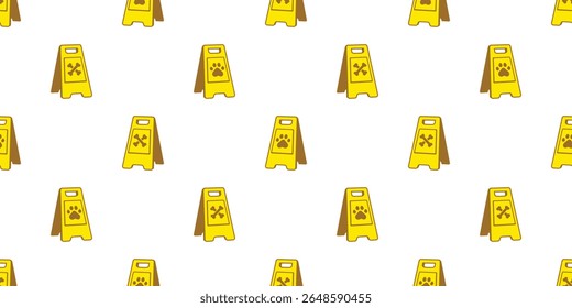 dog paw bone footprint seamless pattern warning slippery floor sign vector puppy pet cartoon tile background gift wrapping paper repeat wallpaper doodle illustration isolated design