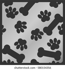 Dog paw and bone icons. Vector illustration.Seamless texture, background animal