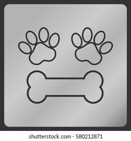 Dog paw and bone icons. Vector illustration
