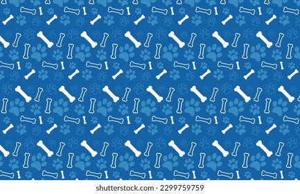 Dog paw and dog bone seamless pattern