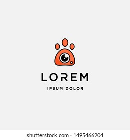 Dog Paw Camera Logo Template Vector Design
