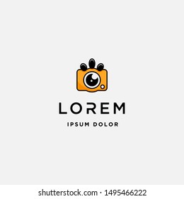 Dog Paw Camera Logo Template Vector Design
