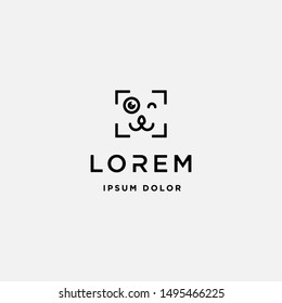 Dog Paw Camera Logo Template Vector Design