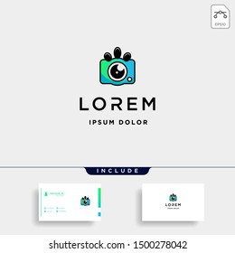 Dog Paw Camera Logo Template Vector Design