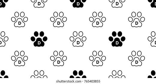 Dog Paw Cat Paw foot print puppy kitten Seamless Pattern vector wallpaper background