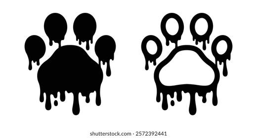 dog paw cat footprint icon color Sagging Flowing splash graffiti vector kitten french bulldog bear pet cartoon logo symbol character doodle french bulldog illustration design clip art