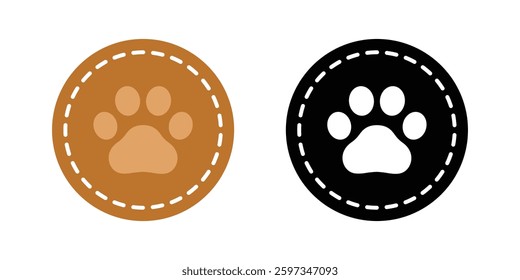 dog paw cat footprint icon leather cutting dash line vector kitten french bulldog bear pet cartoon round logo symbol character doodle french bulldog illustration design clip art