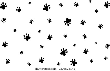 Dog Paw Cat Paw heart love puppy foot print kitten valentine vector Seamless Pattern wallpaper background