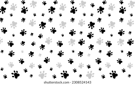 Dog Paw Cat Paw heart love puppy foot print kitten valentine vector Seamless Pattern wallpaper background