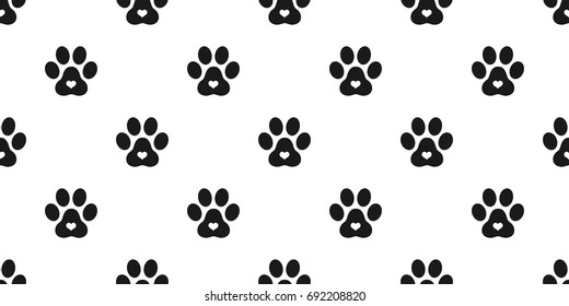 Dog Paw Cat Paw Puppy Kitten Heart Vector Seamless Pattern Wallpaper Background