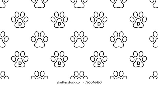 Dog Paw Cat Paw puppy kitten foot print doodle vector Seamless Pattern wallpaper background