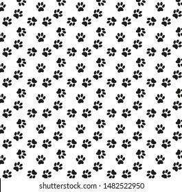 Dog paw, cat paw seamless pattern. cartoon repeat paw wallpaper, texture, background 