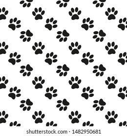 Dog paw, cat paw seamless pattern. cartoon repeat paw wallpaper, texture, background 