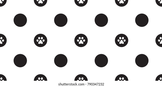 Dog Paw Cat Paw Seamless Pattern vector polka dot isolated wallpaper background white