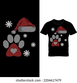 Dog Paw And Christmas Hat With Snow Ugly Christmas Sweater Shirt, Christmas Dogs Shirt, Funny Dog Xmas Shirt, Dog Lover Gifts, Merry Christmas Shirt, Paws Shirts.