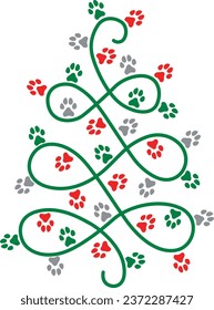 Dog Paw Christmas Tree, Paw Print Christmas Tree