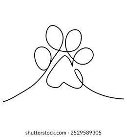Pata de cachorro desenho contínuo de uma linha de contorno simples vetor arte