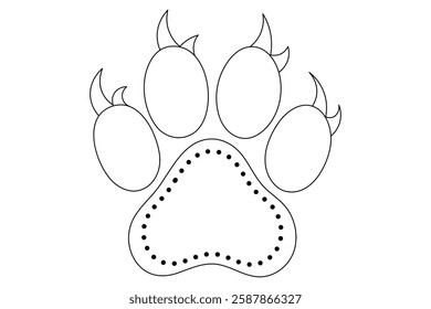 Dog paw continuous one line art and isolated outline minimalist design With white Background

