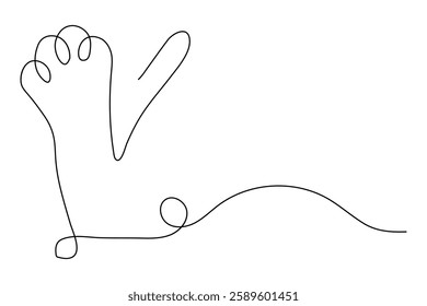 Dog paw continuous one line art and isolated outline  vector illustration design

