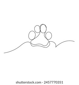 Dog paw continuous single one line drawing art vector design