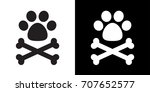 dog paw cross bone pirate flag vector icon logo illustration doodle