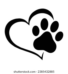 Dog paw Cut file, Dog paw clipart, Dog paw black vector illustration, Dog paw icon, black vector svg