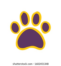 Dog paw doodle, hand drawn sketch. Pet footprint cute illustration.