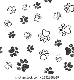 Dog Paw Doodles Seamless Pattern Doggie Stock Vector (royalty Free 