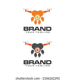 dog paw drone logo in yellow and gray