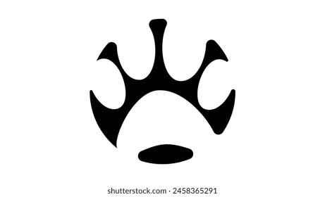 Dog Paw emblem, black isolated silhouette