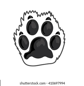 Dog Paw footprint . black and white vector illustration