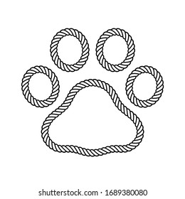 dog paw footprint icon rope lasso logo vector french bulldog cartoon symbol character illustration design