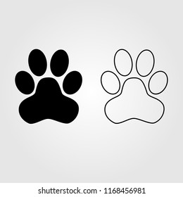 Dog paw footprint line icon flat style isolated on background. Pet icon sign symbol for web site and app design.