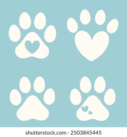 Dog Paw Footprint logo decorative ornament vet pet doggy puppy set